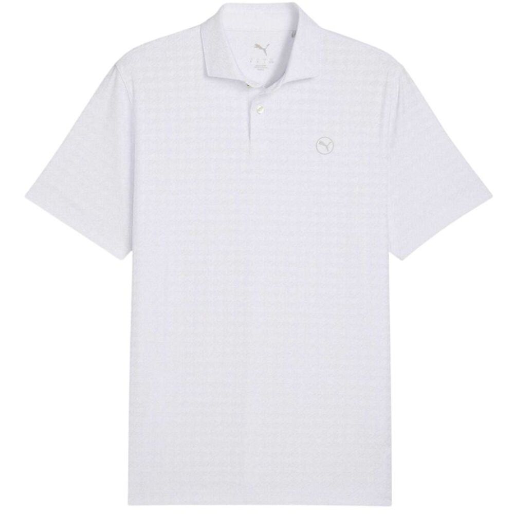 Puma Mens Mattr Houndstooth Performance Polo Shirt / White